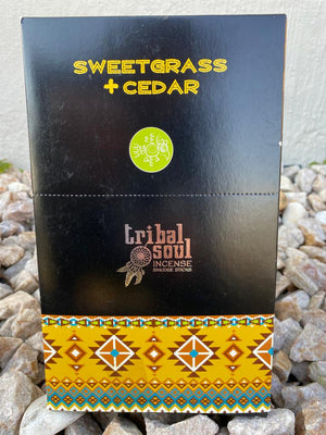 Tribal Soul - Incense Sticks - Sweet Grass + Cedar Incense - Box of 12 Tubes - NEW