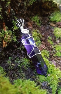 POD - Pendant - Amethyst DT - Silver Plated Wire Wrap