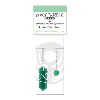 POD - Pendulum - Green Aventurine - Silver Plated Wire Wrap