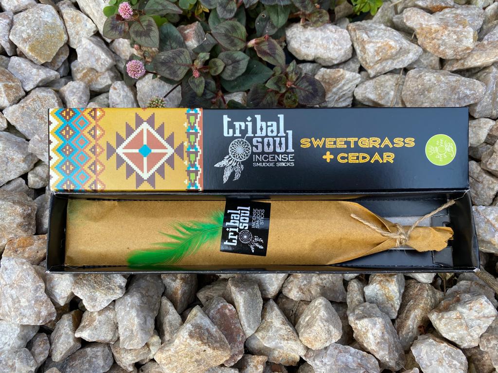 * Tribal Soul - Incense Sticks - Sweet Grass + Cedar Incense - Box of 12 Tubes - NEW